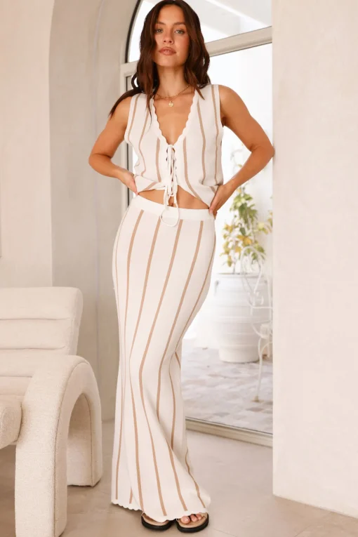 Acacia Knit Maxi Skirt Beige