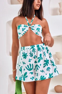 Awakening Suns Crop Top Green