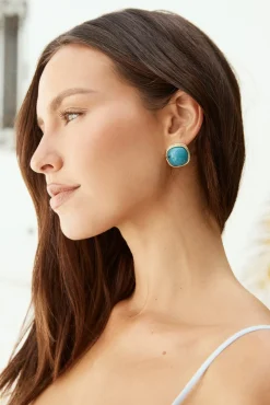 Barbara Blue Gold Earrings