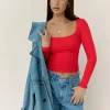 BASE Wear Now Ribbed Long Sleeve Top Red