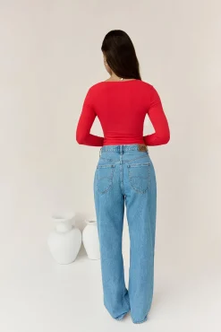BASE Wear Now Ribbed Long Sleeve Top Red