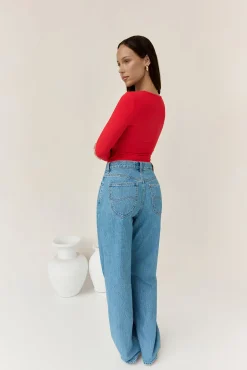 BASE Wear Now Ribbed Long Sleeve Top Red