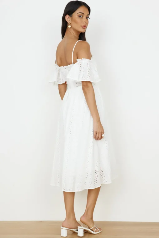Basque Midi Dress White