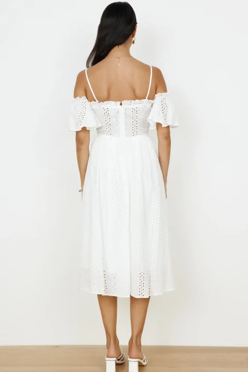 Basque Midi Dress White