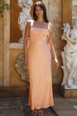 Blissful Satin Maxi Dress Orange