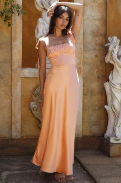 Blissful Satin Maxi Dress Orange