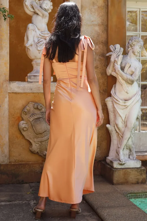 Blissful Satin Maxi Dress Orange