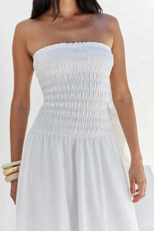 Blossom Bay Strapless Maxi Dress White