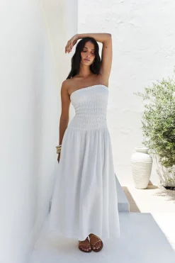 Blossom Bay Strapless Maxi Dress White