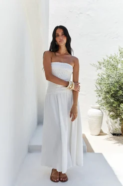 Blossom Bay Strapless Maxi Dress White