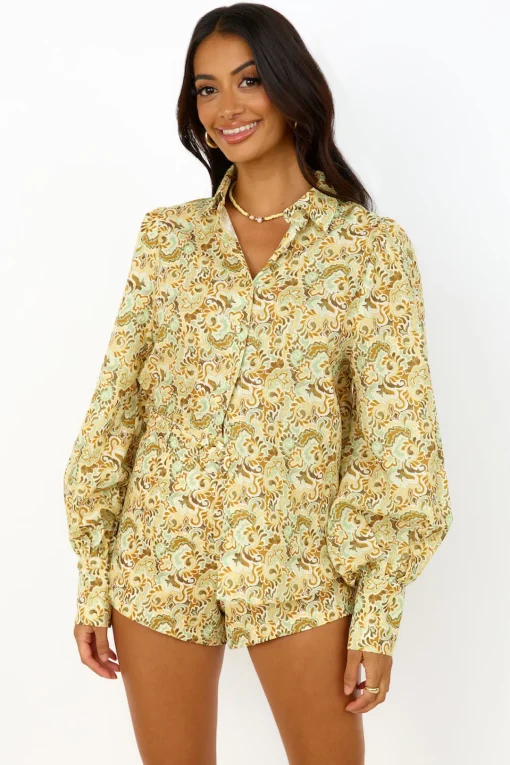 CHARLIE HOLIDAY Harper Shirt Forest Paisly