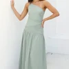 Claire One Shoulder Maxi Dress Khaki