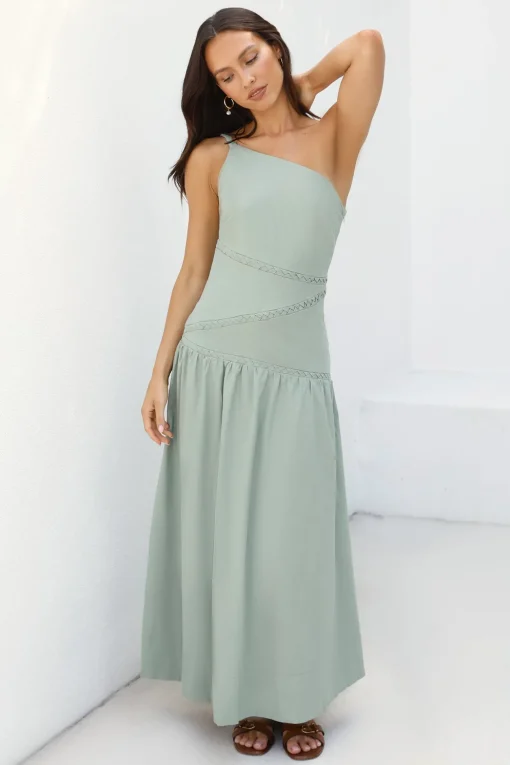 Claire One Shoulder Maxi Dress Khaki