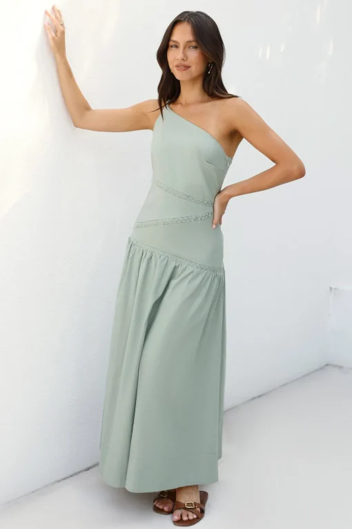 Claire One Shoulder Maxi Dress Khaki
