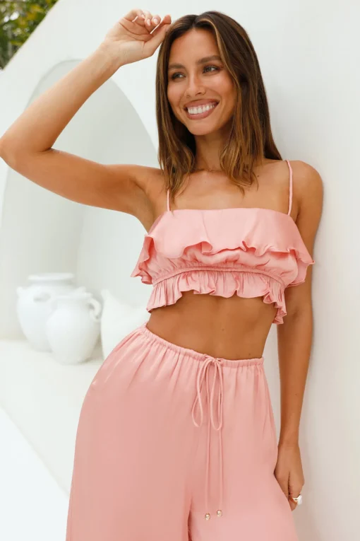 Coral Cove Satin Crop Top Orange