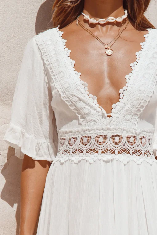 Cowboy Midi Dress White