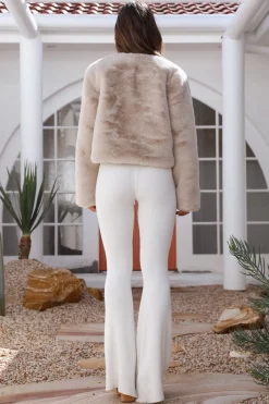 Day By Day Faux Fur Cropped Jacket Beige