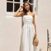 Deep Breaths Strapless Maxi Dress White