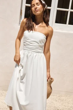 Deep Breaths Strapless Maxi Dress White