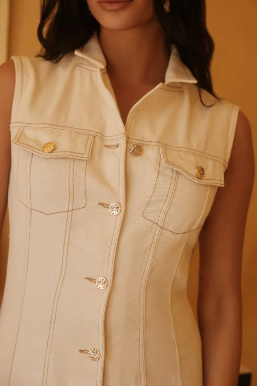 Desert Muse Denim Mini Dress Cream