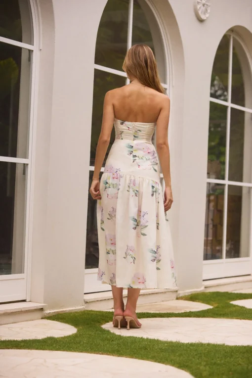 Enchanted Elegance Strapless Maxi Dress in Butter