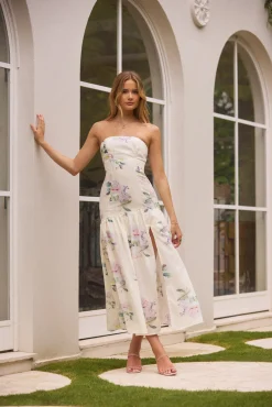 Enchanted Elegance Strapless Maxi Dress in Butter
