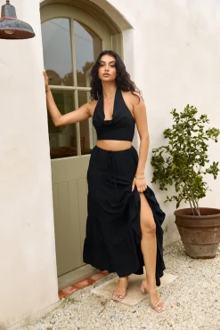 Fancy Evenings Halter Top Black