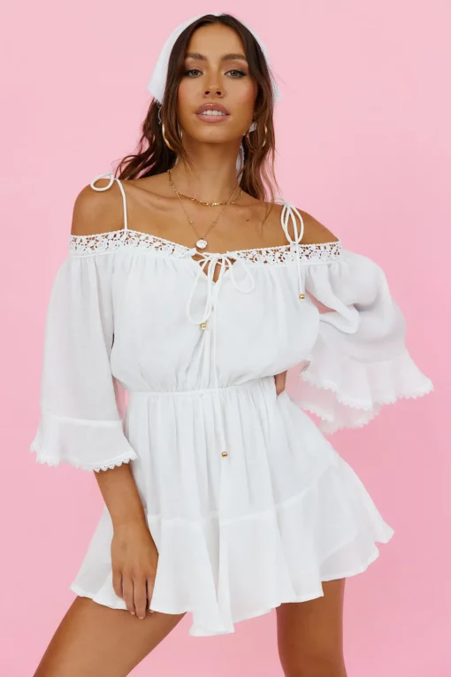 Floating Above Romper White