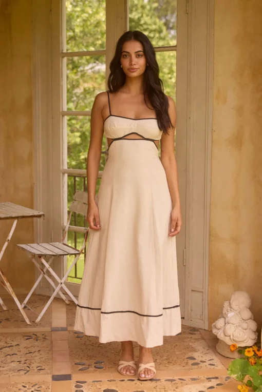 Floating Orchid Maxi Dress White