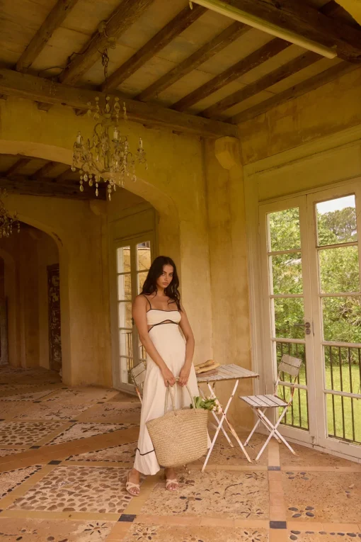 Floating Orchid Maxi Dress White