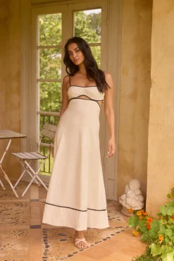 Floating Orchid Maxi Dress White