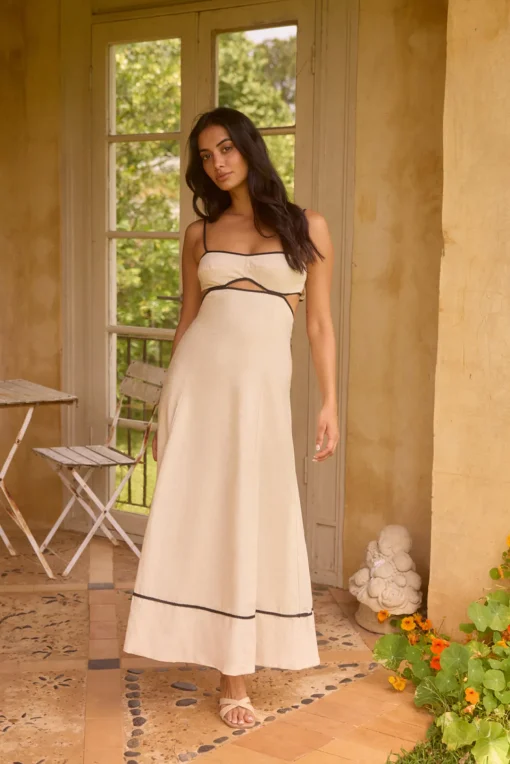 Floating Orchid Maxi Dress White