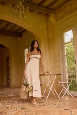 Floating Orchid Maxi Dress White