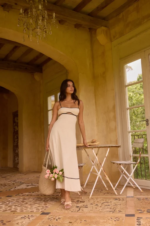 Floating Orchid Maxi Dress White