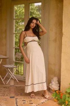 Floating Orchid Maxi Dress White