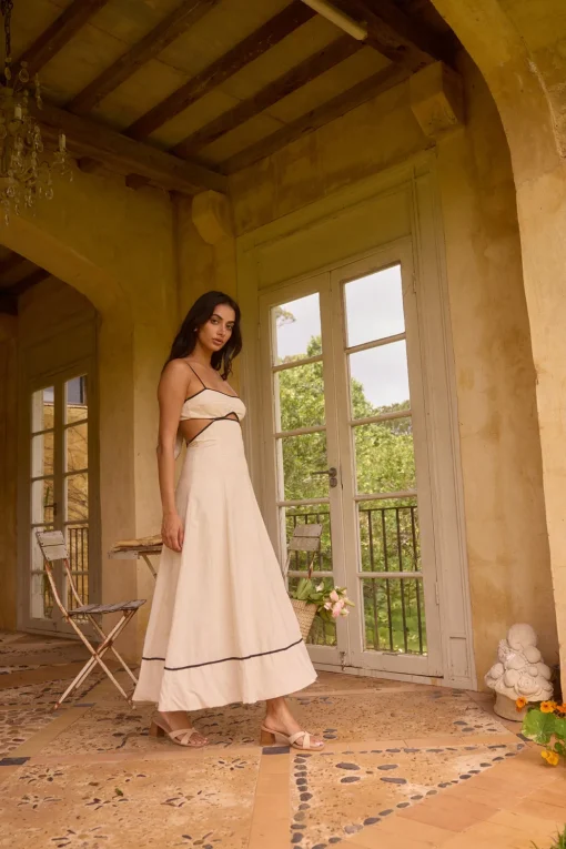 Floating Orchid Maxi Dress White