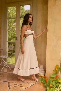Floating Orchid Maxi Dress White