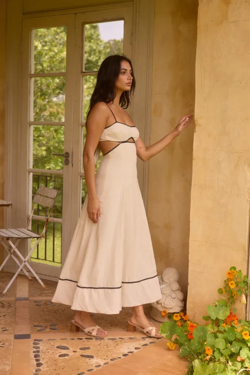 Floating Orchid Maxi Dress White