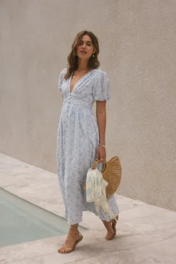 Floral Dreams Maxi Dress Blue