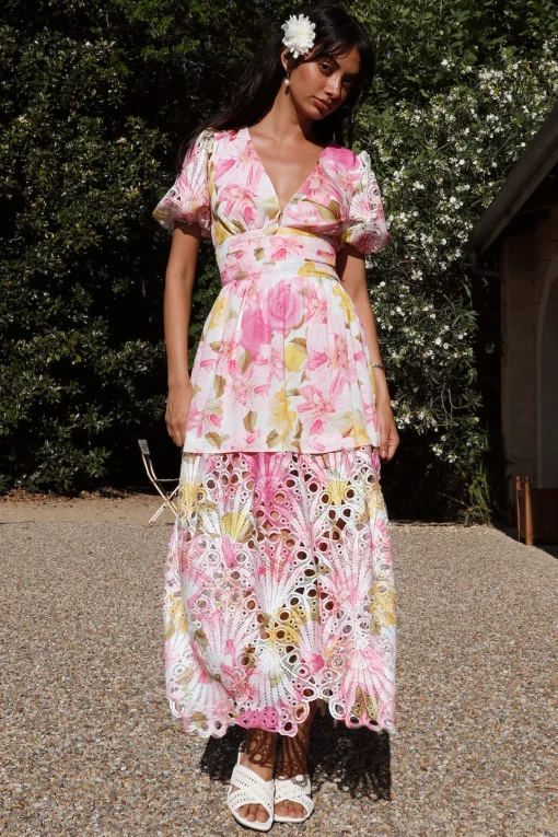 Floral Skies Maxi Dress Pink