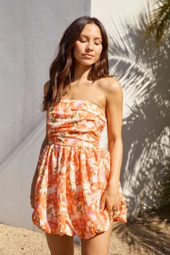 Florence Escape Bubble Hem Mini Dress Orange
