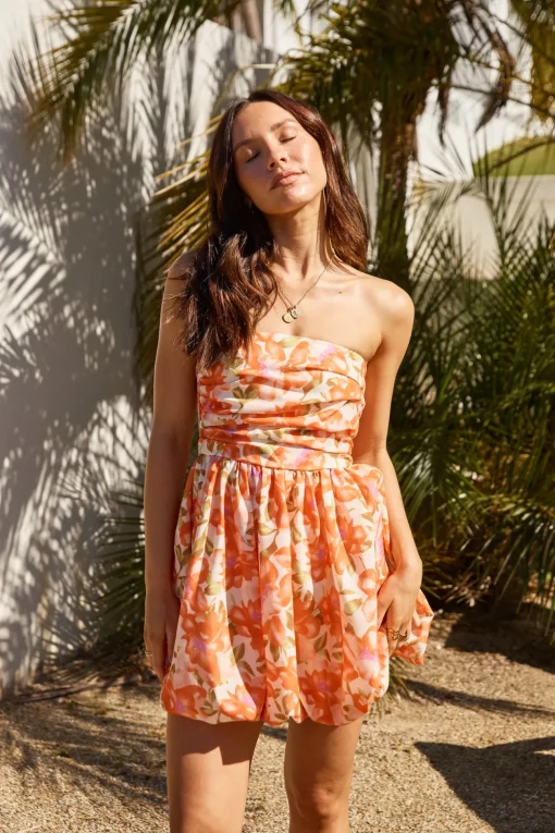 Florence Escape Bubble Hem Mini Dress Orange