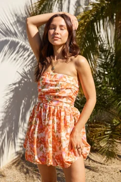 Florence Escape Bubble Hem Mini Dress Orange