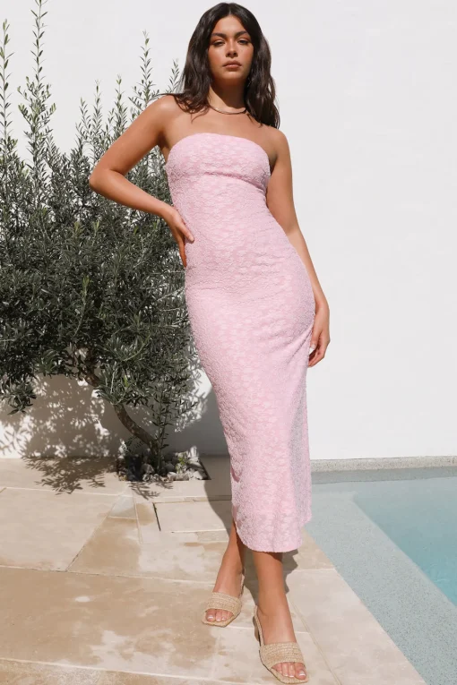 Fluttering Dreams Midi Dress Pink