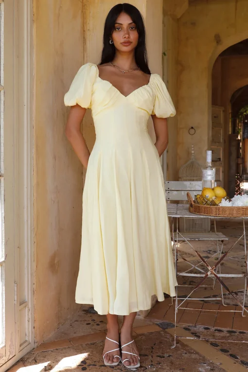 Force of Habit Midi Dress Yellow