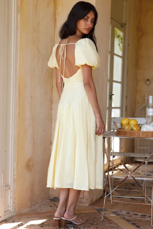 Force of Habit Midi Dress Yellow