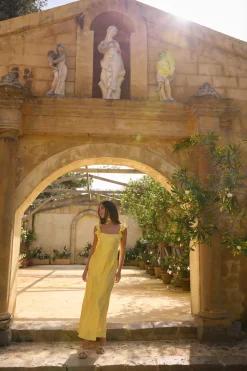 FORTUNATE ONE Belinda Satin Maxi Dress Yellow