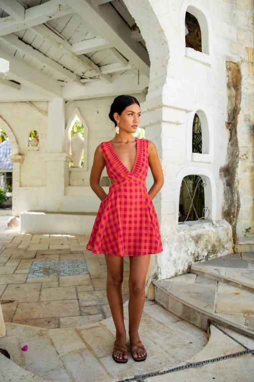 FORTUNATE ONE Sunset Picnic Mini Dress Pink