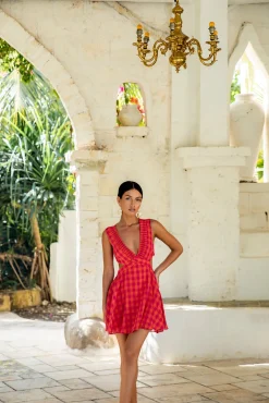 FORTUNATE ONE Sunset Picnic Mini Dress Pink
