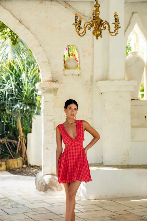 FORTUNATE ONE Sunset Picnic Mini Dress Pink